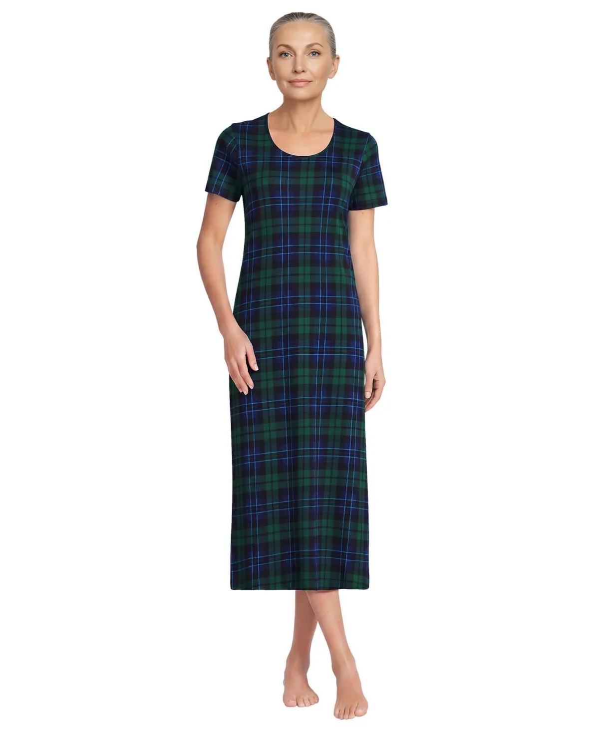 Cotton Short Sleeve Midcalf Nightgown by Lands' End
