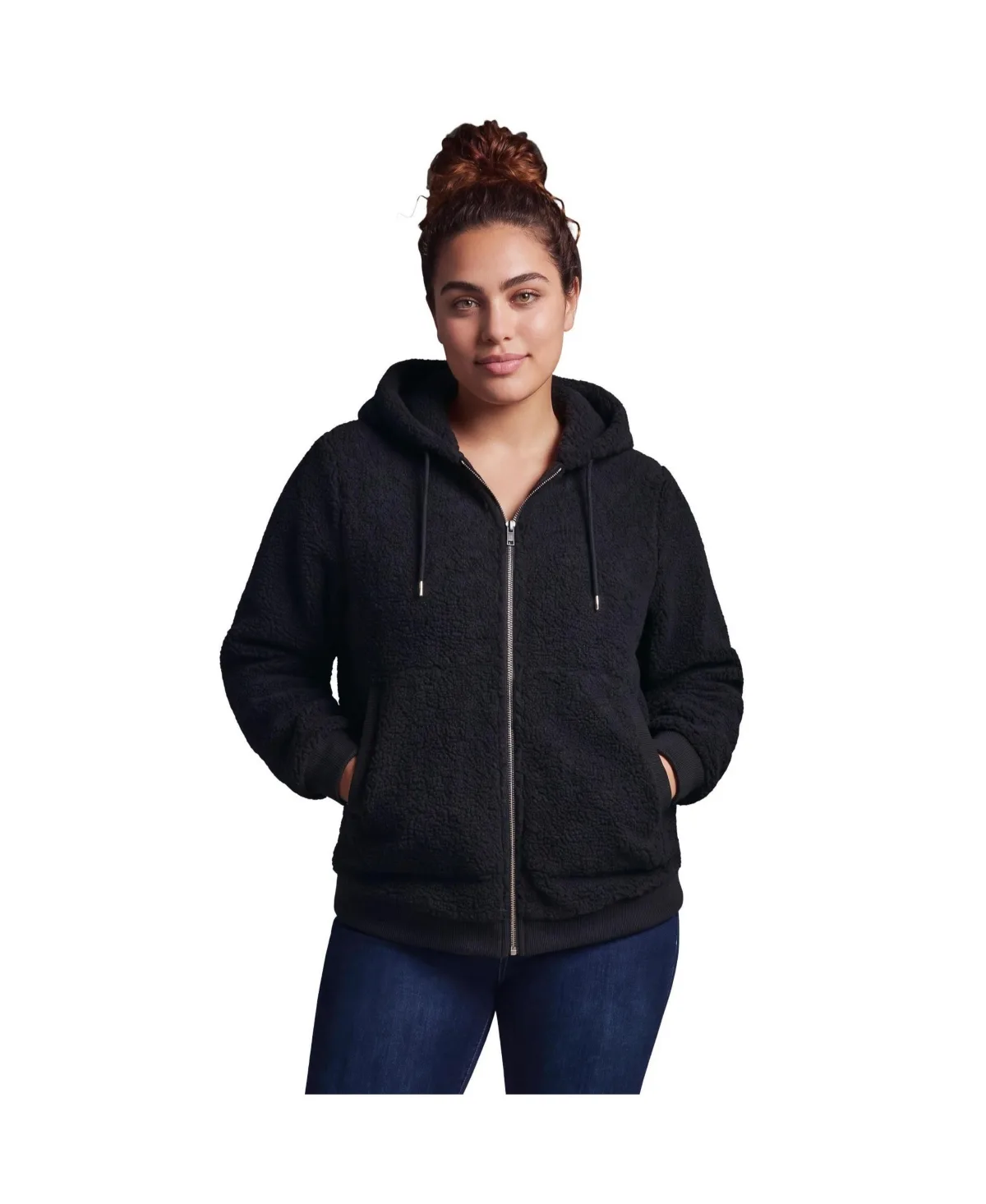 Full-Zip Textured Relaxed-Fit Hoodie by Avenue
