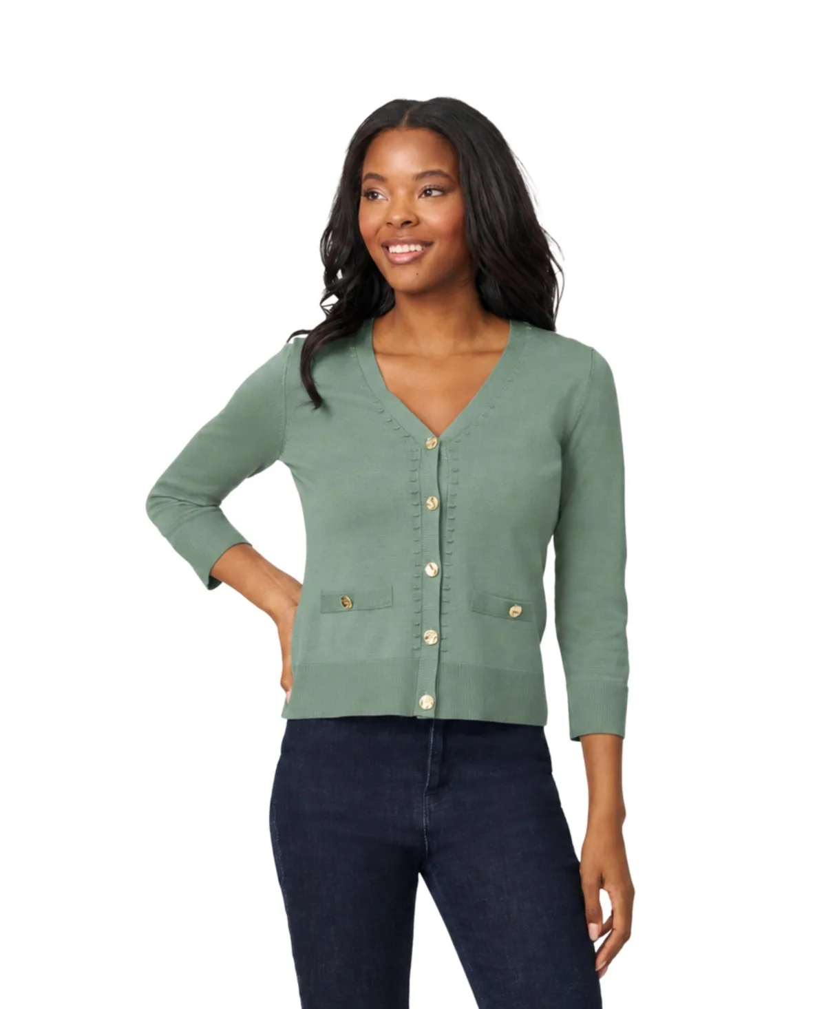 Melissa Paige V-Neck 3/4-Sleeve Cardigan by PAIGE