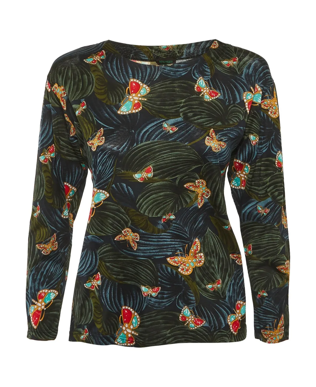 Pre-Owned Bottega Veneta Vintage Butterfly and Leaf Print Jersey Top by Bottega Veneta