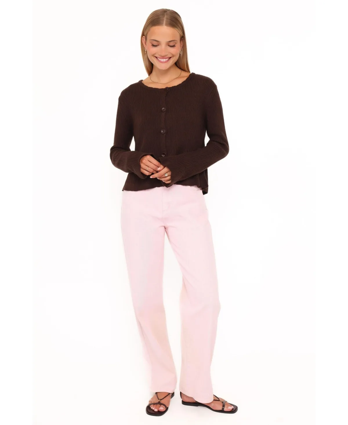 Charmer Crewneck Ribbed Cardigan by Petal and Pup