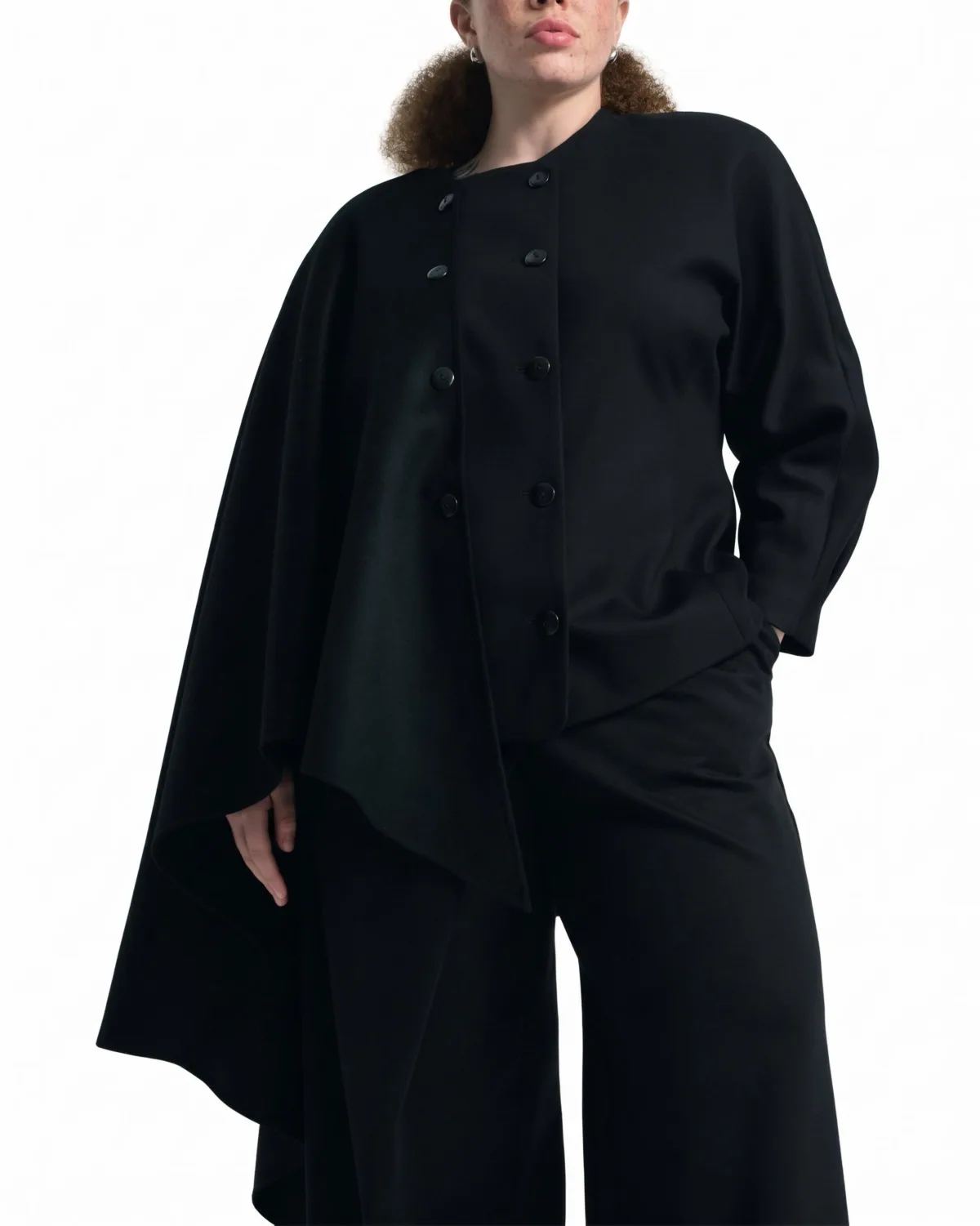 Abisola Double-Face Wool-Blend Draped Cape by Universal Standard