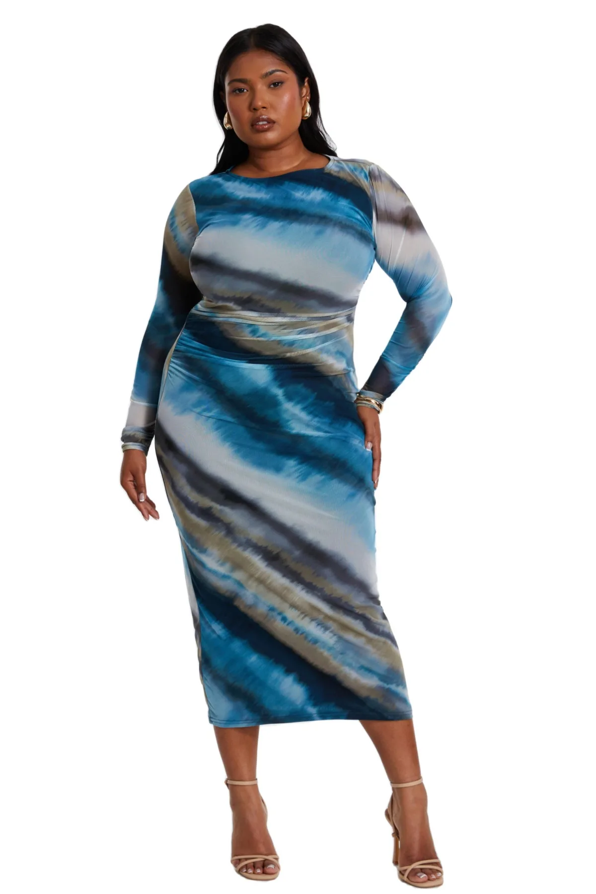 Mesh Round Neck Maxi Dress by Quiz