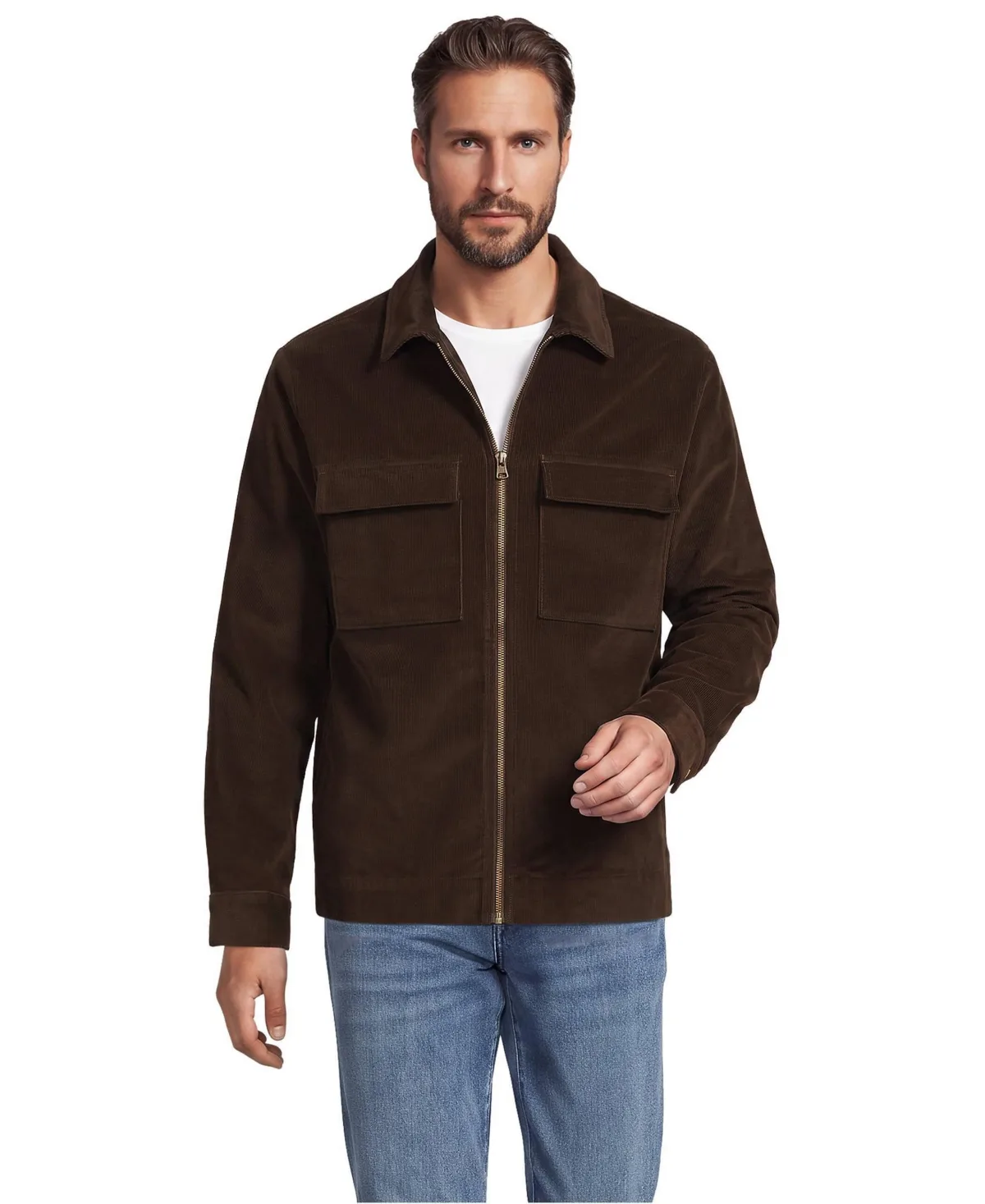 Corduroy Zip Front Jacket by Lands' End