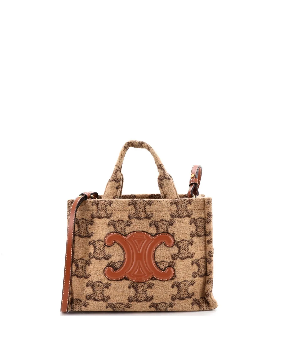 Pre-Owned Celine Small Cabas Thais Tote Triomphe Wool by Celine