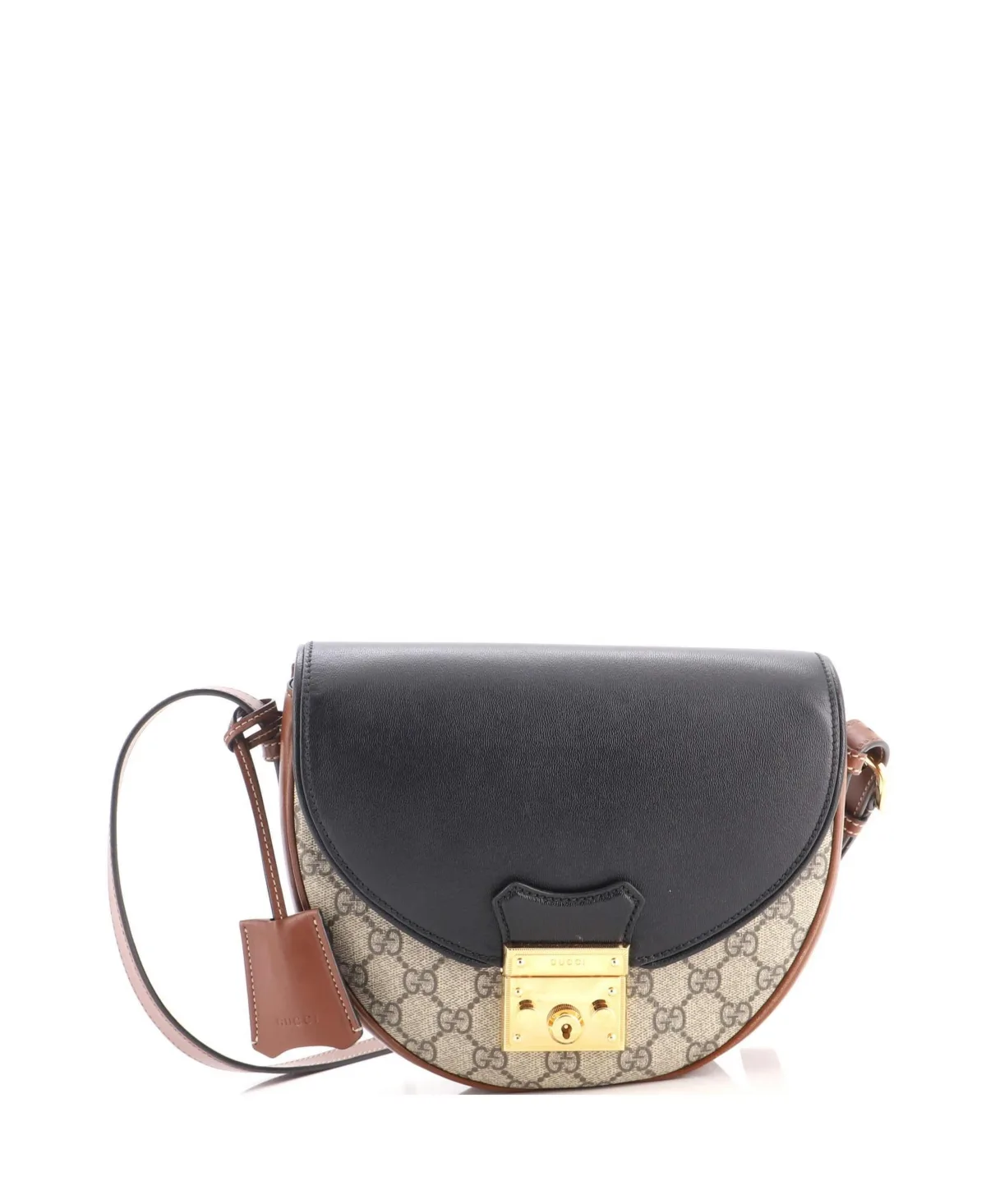 Pre-Owned Gucci Small Padlock Saddle Shoulder Bag GG Coated Canvas and Leather by Gucci