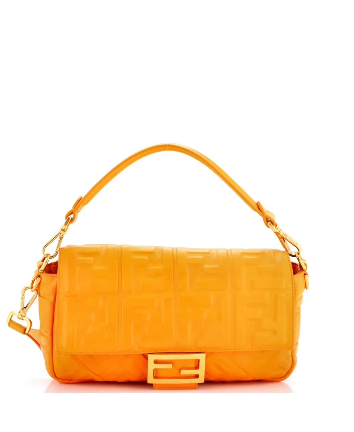Pre-Owned Fendi Medium Baguette Nm Bag Zucca Embossed Leather by FENDI