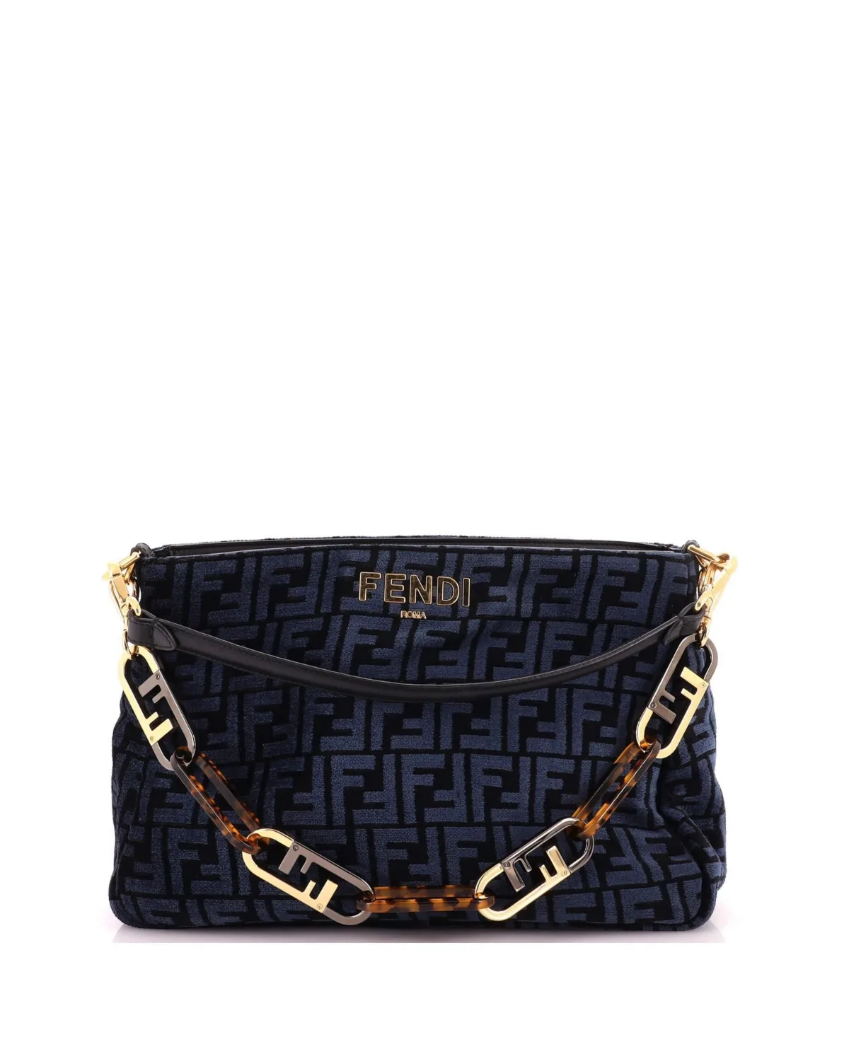 Pre-Owned Fendi OLock Zip Shoulder Bag Zucca Chenille by FENDI
