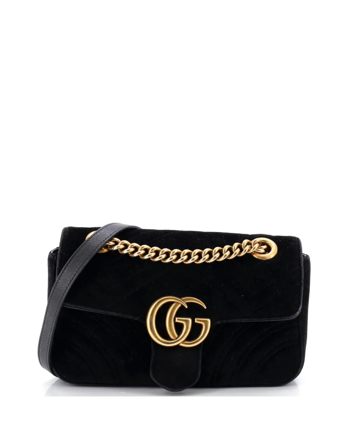 Pre-Owned Gucci Mini Gg Marmont Flap Bag Matelasse Velvet