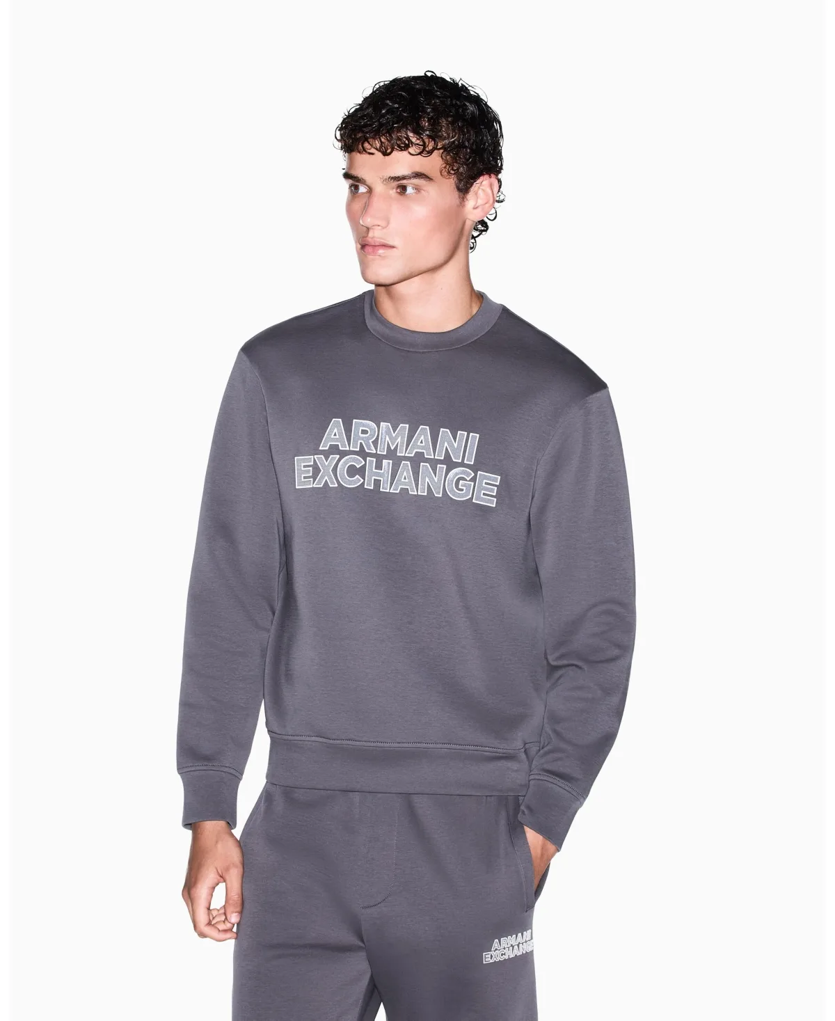 A - x Armani Exchange Statement Logo Crewneck Sweatshirt by Armani
