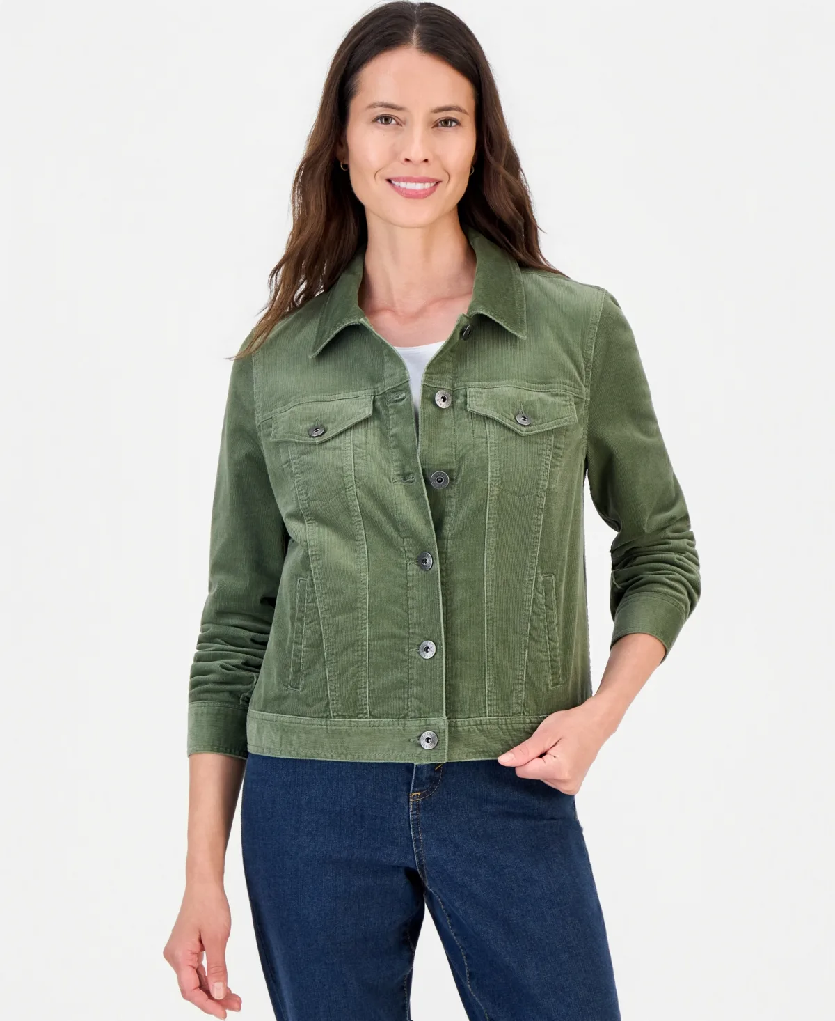Classic Long-Sleeve Corduroy Shirt Jacket