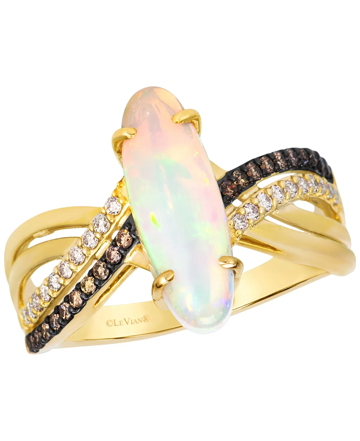 Neopolitan Opal & Chocolate Diamond Ring (0.23 ct. t.w.) in 14k Yellow Gold by Le Vian