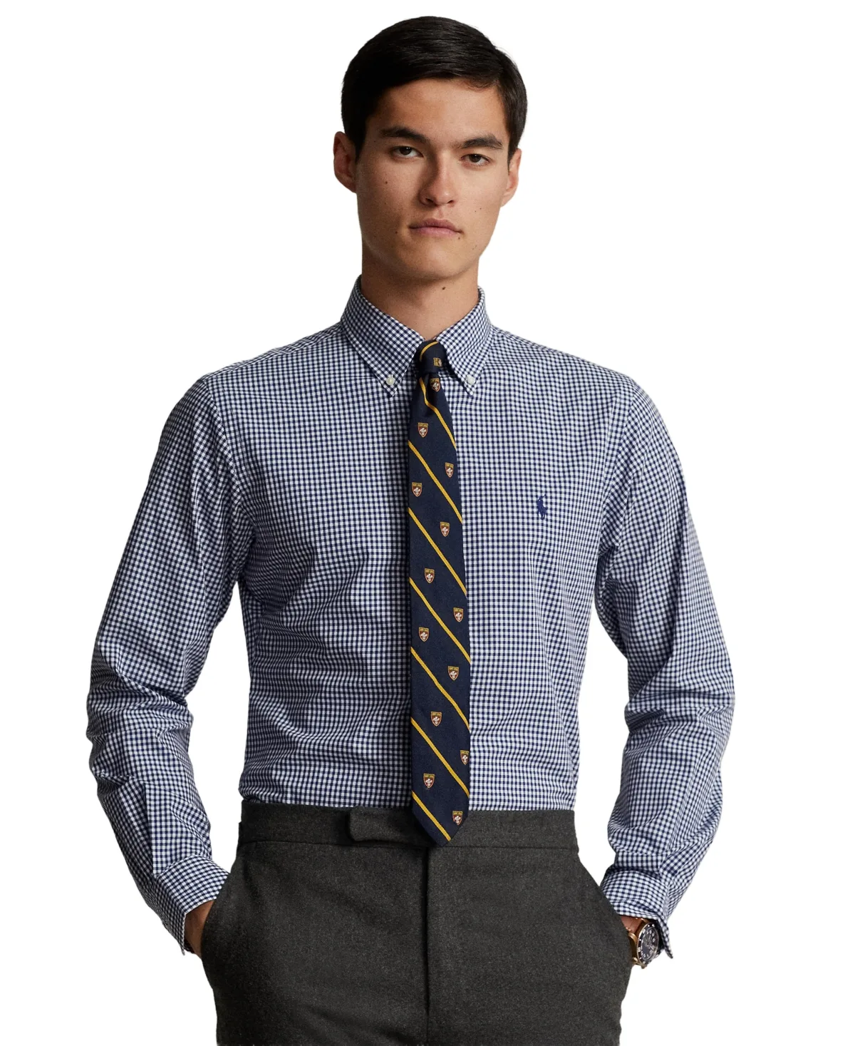 Custom Gingham Stretch Cotton-Blend Poplin Dress Shirt by Polo Ralph Lauren