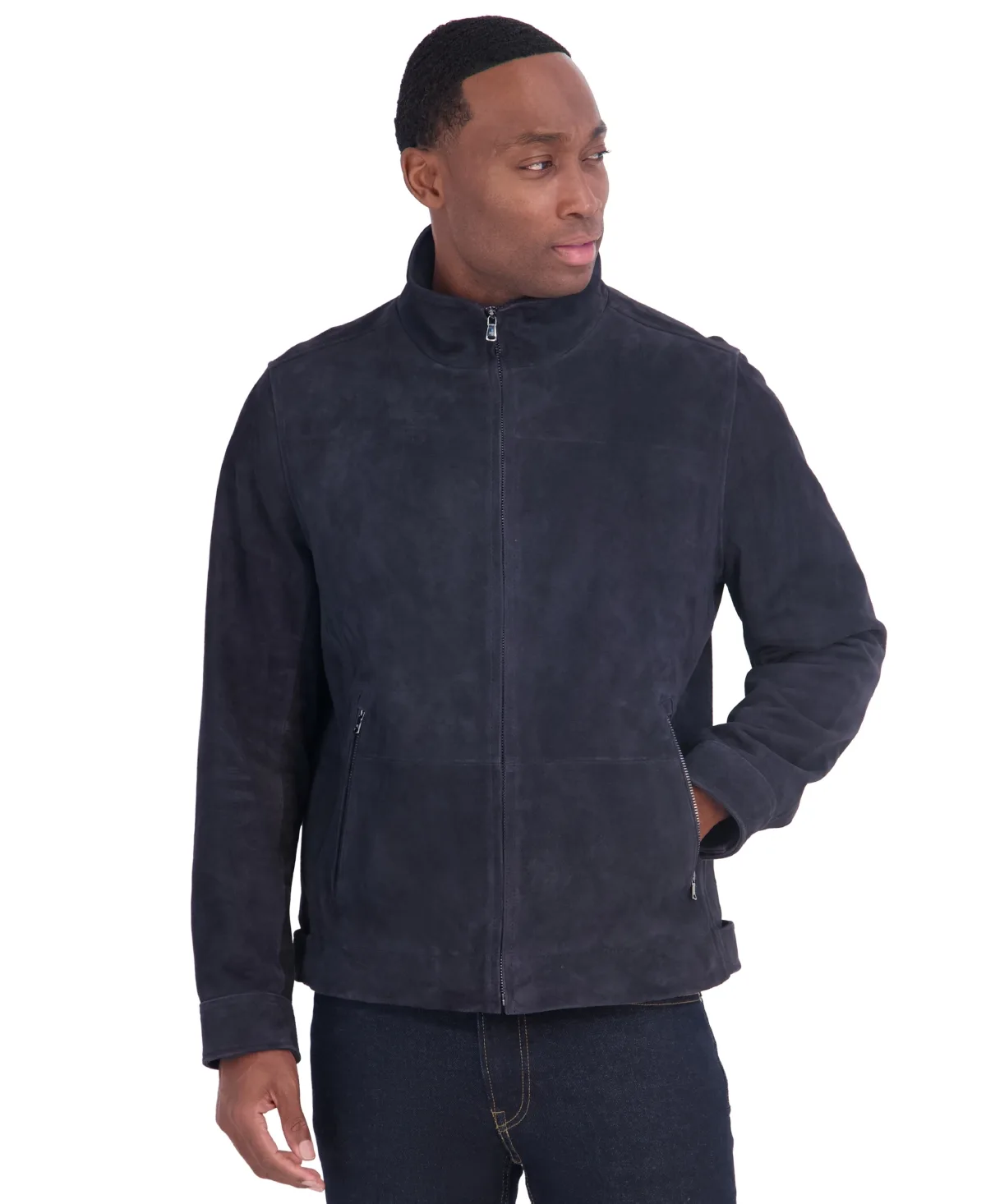 Suede Stand Collar Hipster Jacket by MICHAEL Michael Kors