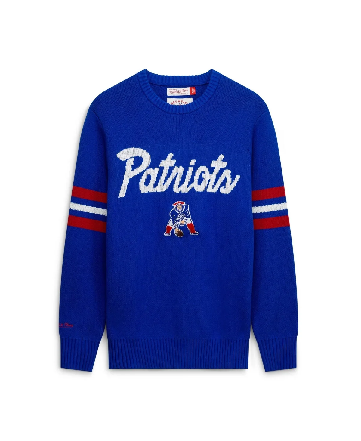 New England Patriots Head Coach Crewneck Pullover Sweater by Mitchell & Ness