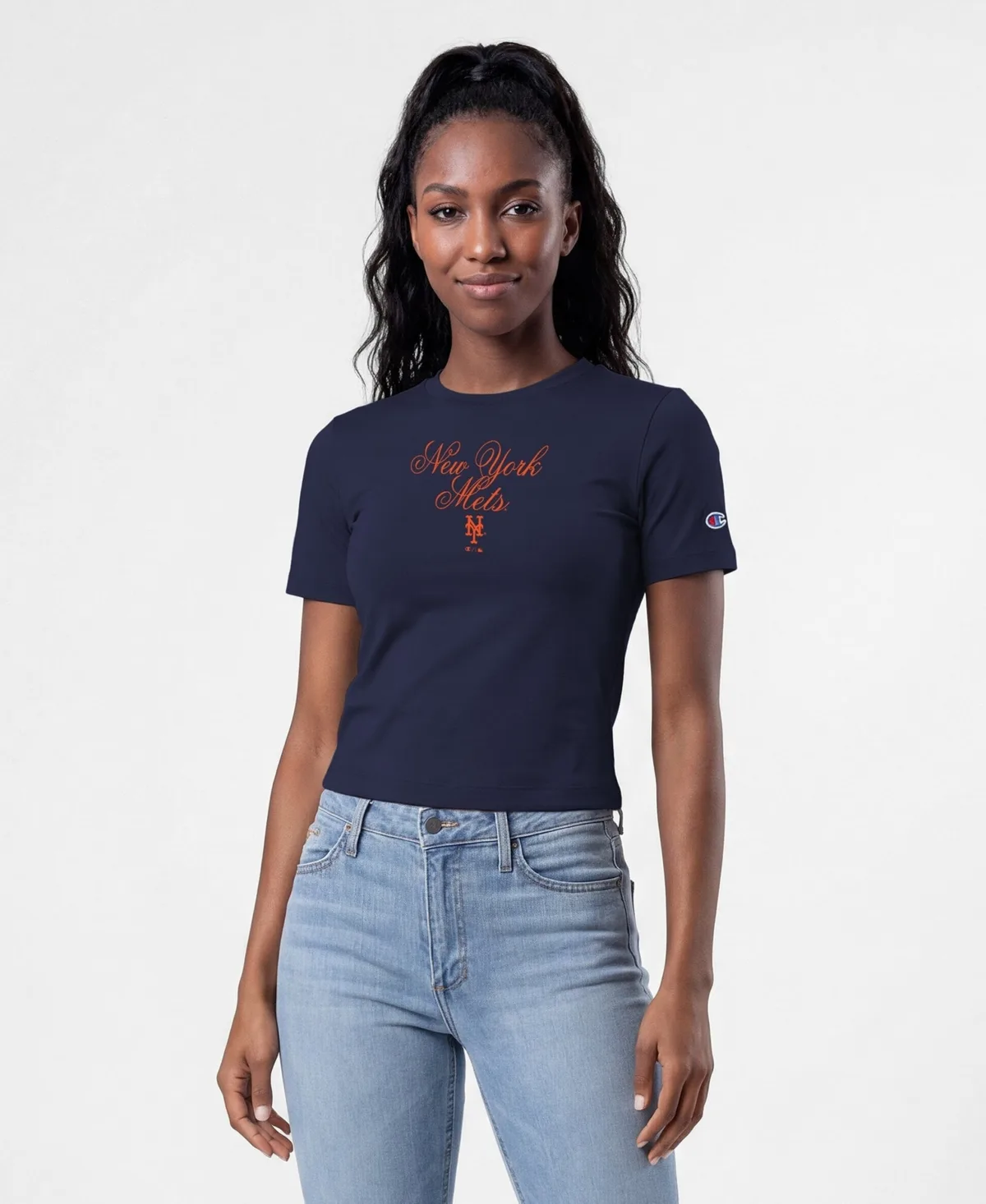 New York Mets Slim-Fit Cropped T-Shirt