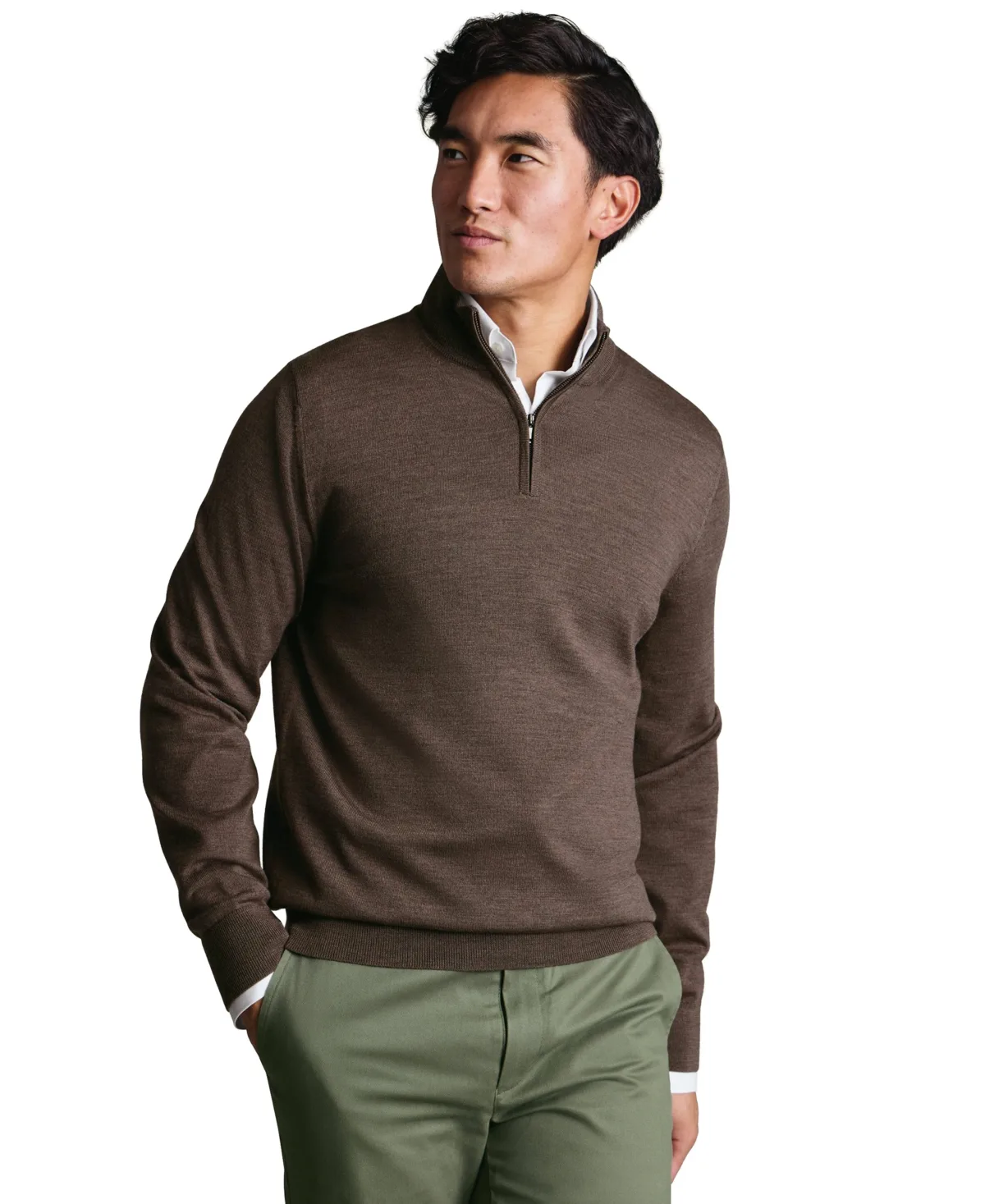 Regular-Fit Quarter-Zip Merino Wool Sweater by Charles Tyrwhitt