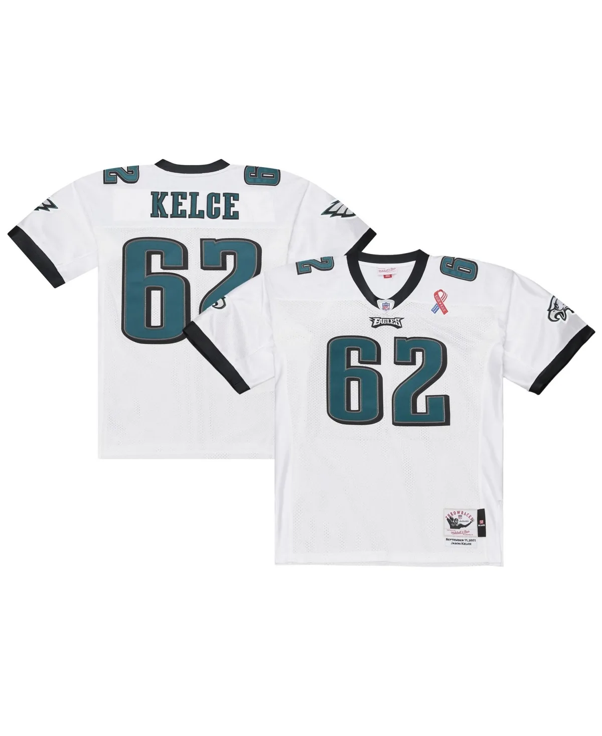 Philadelphia Eagles Jason Kelce V-Neck Short Sleeve Jersey by Mitchell & Ness