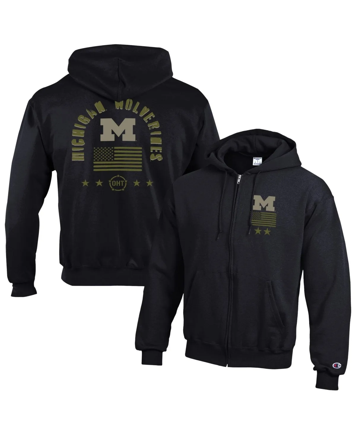 Michigan Wolverines Operation Hat Trick Flag Powerblend Fleece Full-Zip Hoodie by Champion