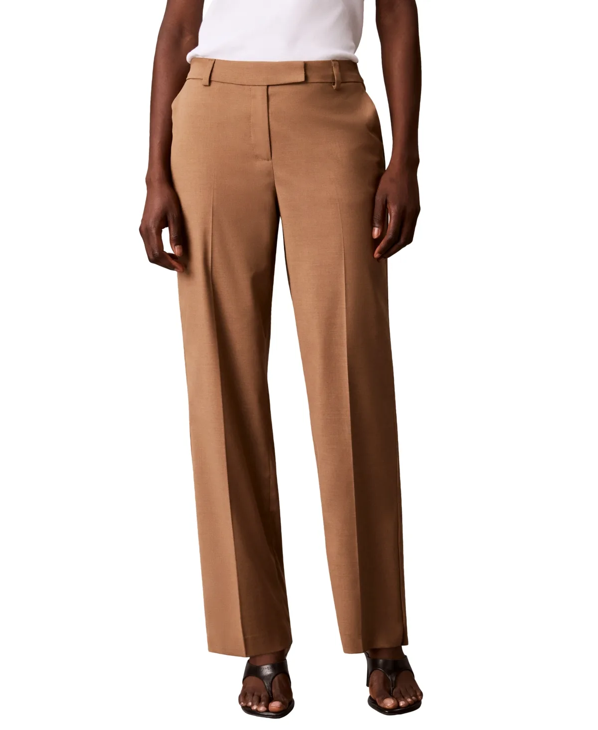 Tropical Bi-Stretch Wide Leg High Rise Trousers by Calvin Klein