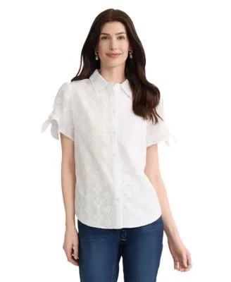 Bandana Eyelet Blouse by Jones New York