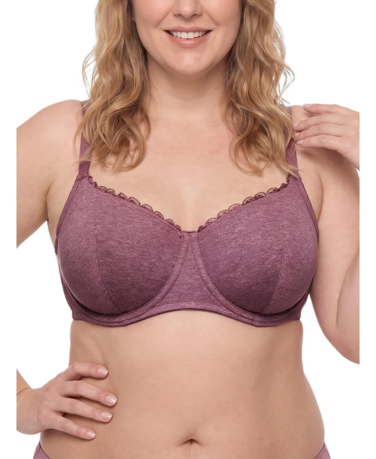 Simply Cotton-Blend Unlined Lace Trim Balconette Bra by Torrid