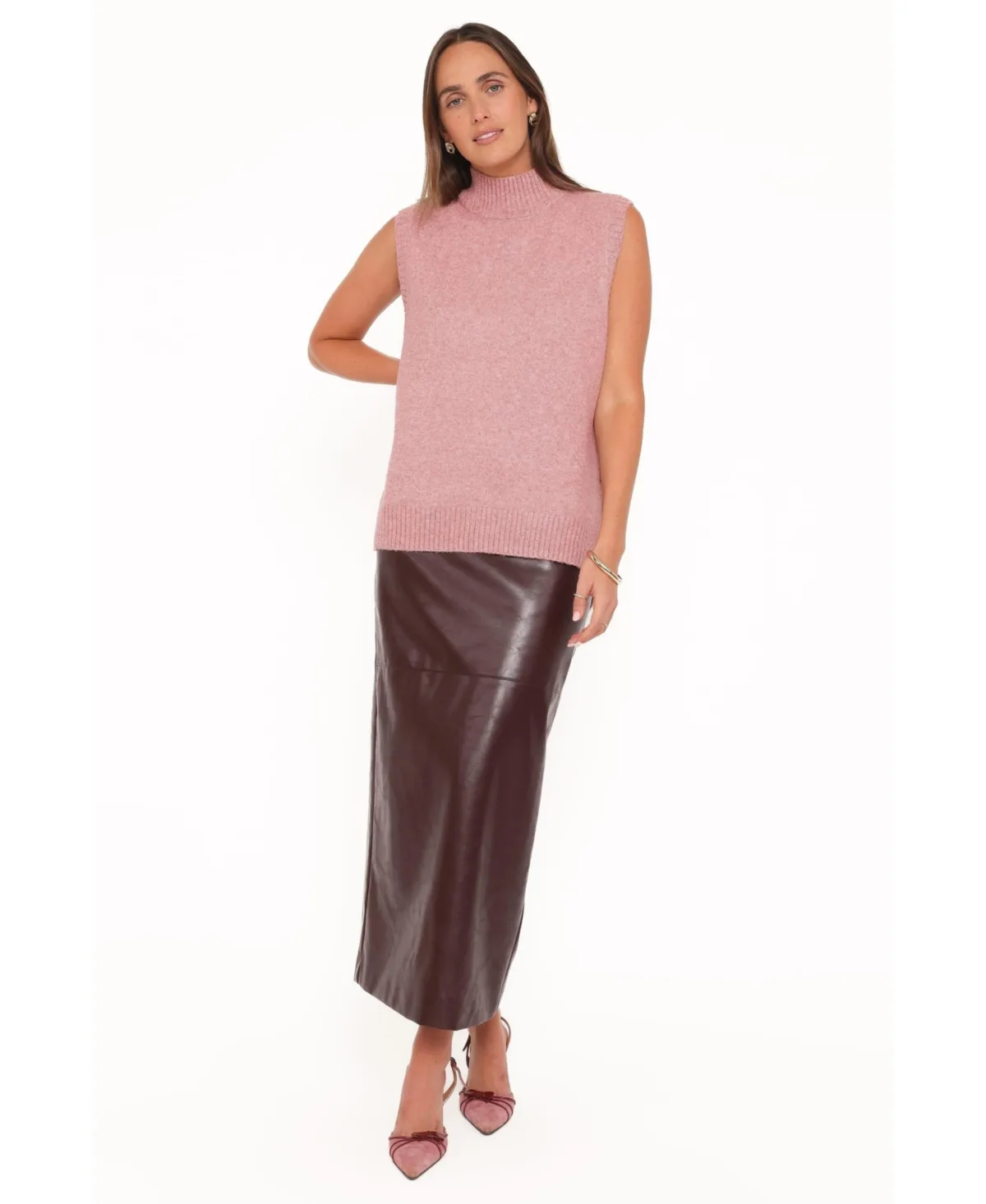 Freydis Mock Neck Side Button Sweater Vest by Petal and Pup