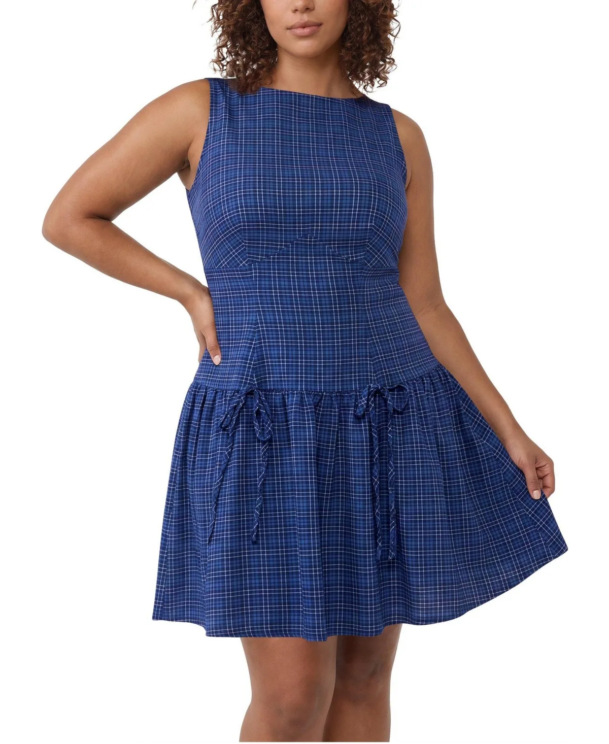 LoveSick Plaid Boat Neck Drop Waist Mini Dress by Torrid