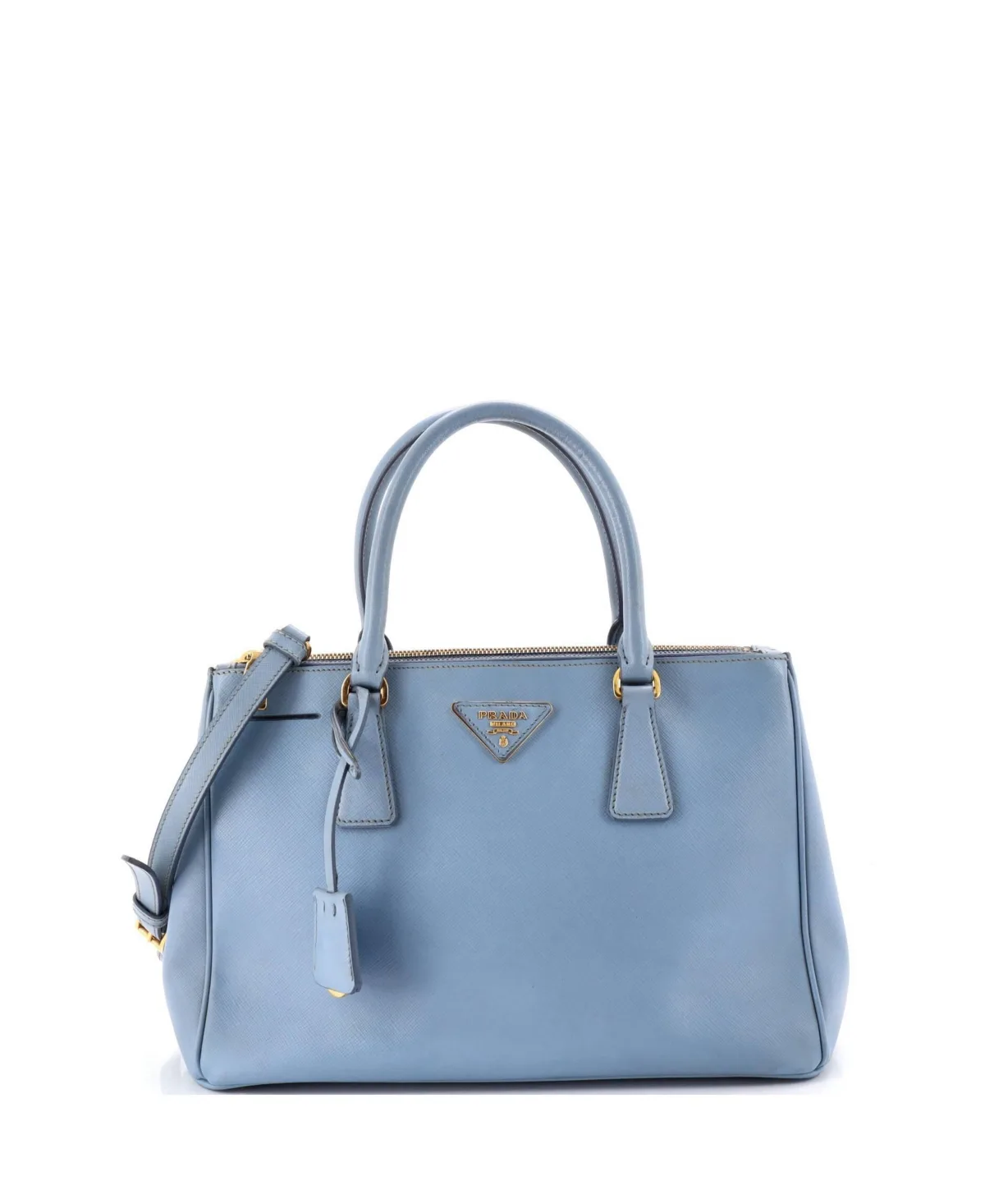 Pre-Owned Prada Small Double Zip Lux Saffiano Leather Tote