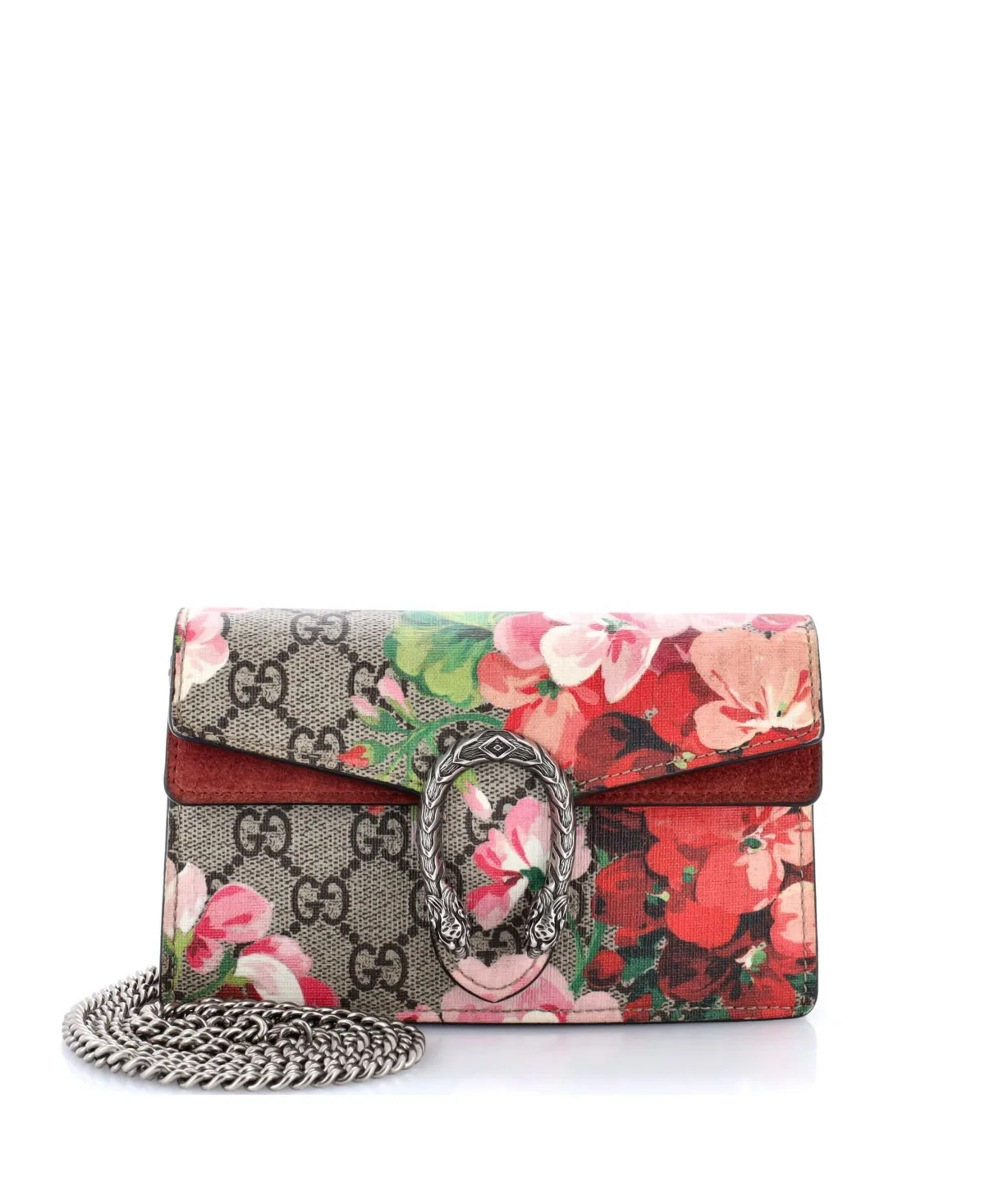 Pre-Owned Gucci Super Mini Dionysus Bag Blooms Print Gg Coated Canvas by Gucci