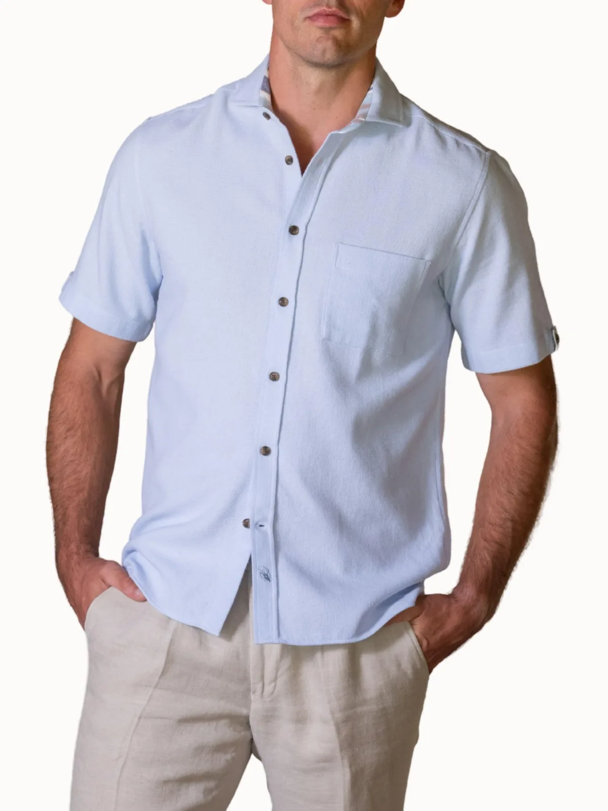 Cotton Short Sleeve Sack Weave Shirt by Koy Clothing