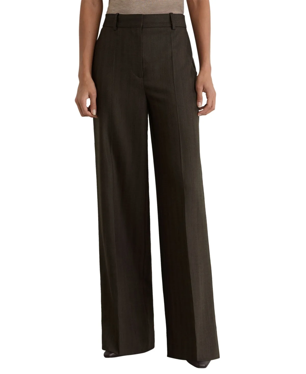 Dawson Herringbone-Weave Wide-Leg Pants by Reiss
