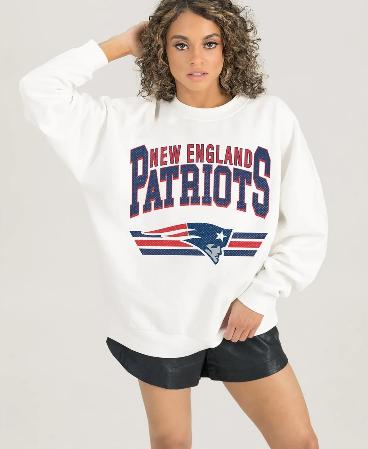 New England Patriots Swift Strike Oversized Dropped-Shoulder Fleece Sweatshirt by Gameday Couture