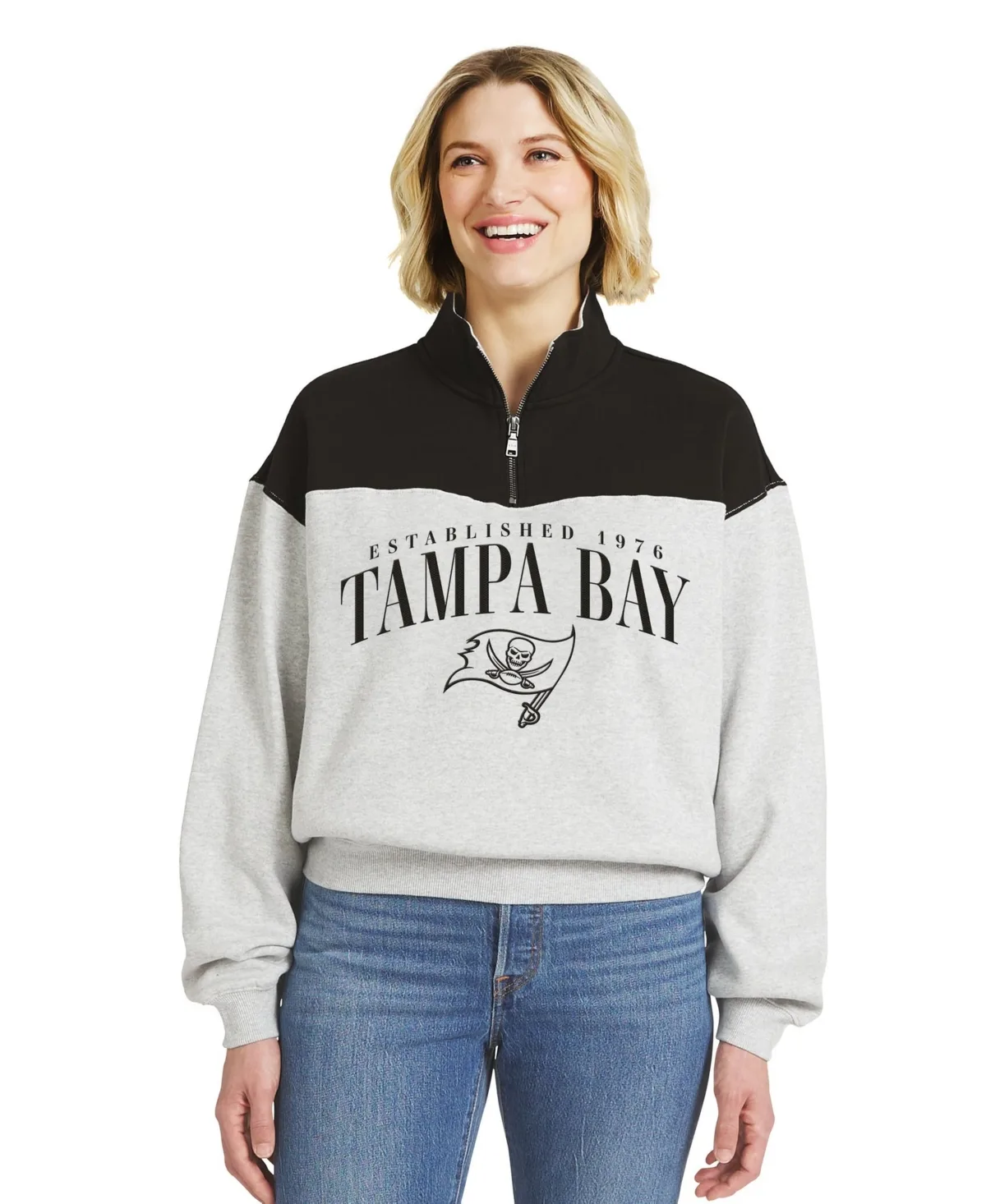 Tampa Bay Buccaneers Mock-Neck Colorblock Half-Zip Pullover by Wear by Erin Andrews