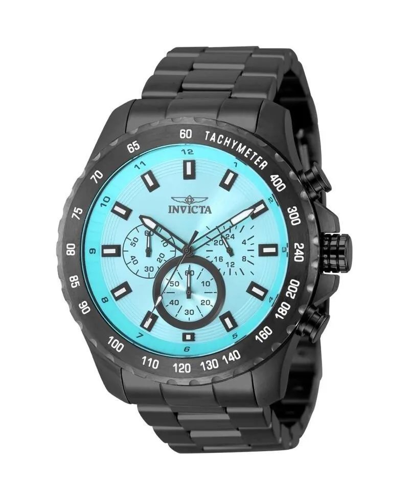 Speedway Quartz Tiffany Blue Dial Black Stainless Steel Watch, 48mm