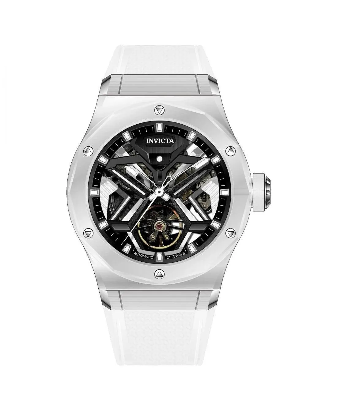 Mechanical Celestial 70105 White Rubber Watch, 45mm by Invicta