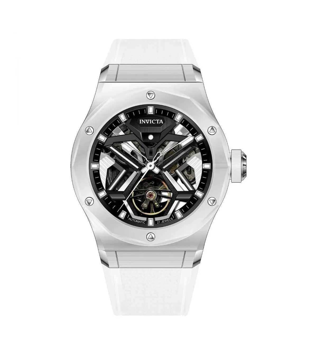 Mechanical Celestial 70105 White Rubber Watch, 45mm by Invicta