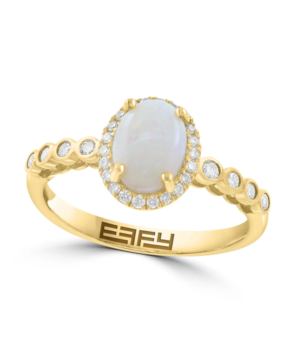 Oval Opal Halo Ring (5/8 ct. Opal, 1/4 ct. t.w. Diamond) in 14k Yellow Gold