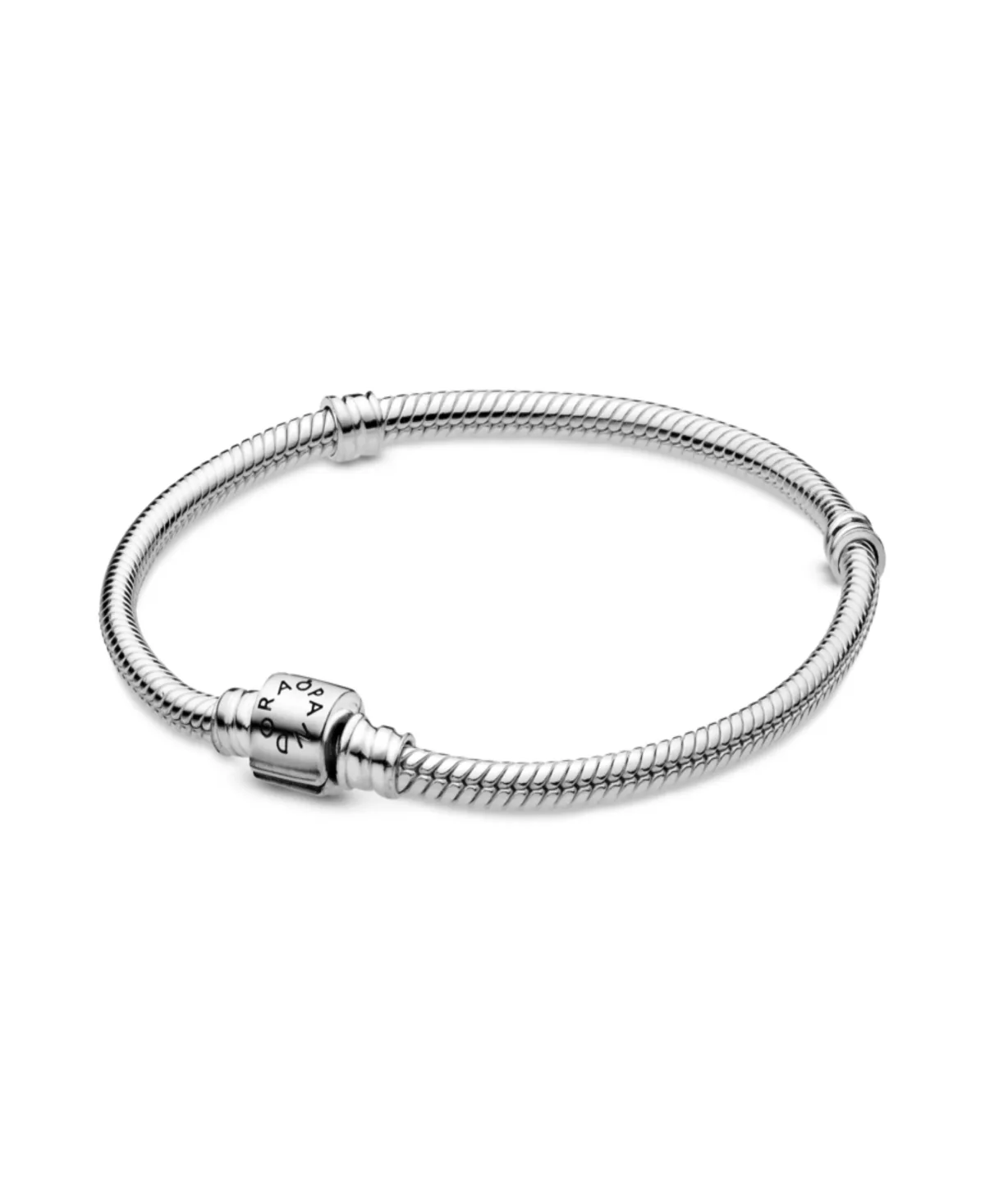 Moments Snake Chain Barrel Clasp Sterling Silver Bracelet