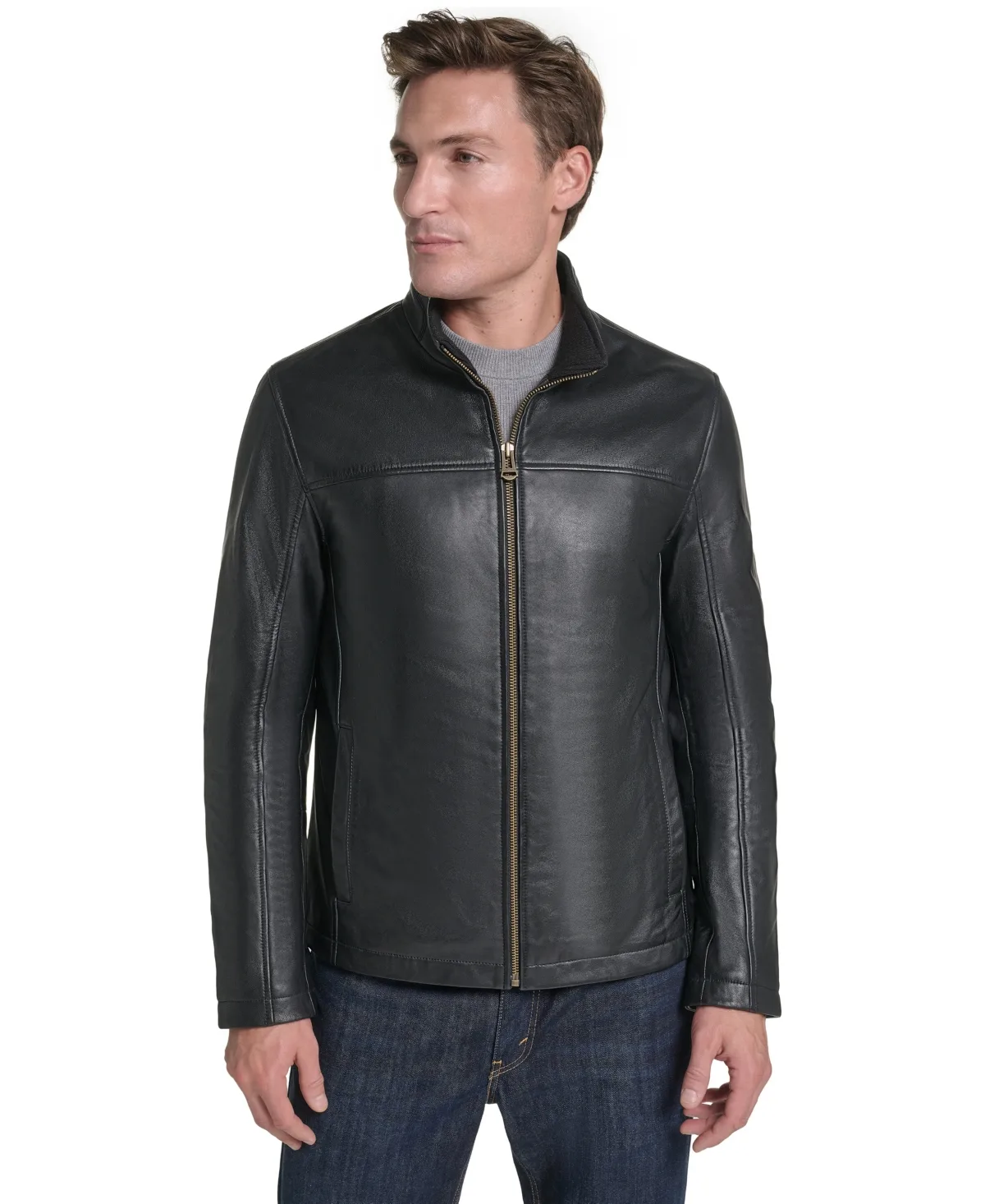 Leather Convertible Collared Jacket by COLE HAAN