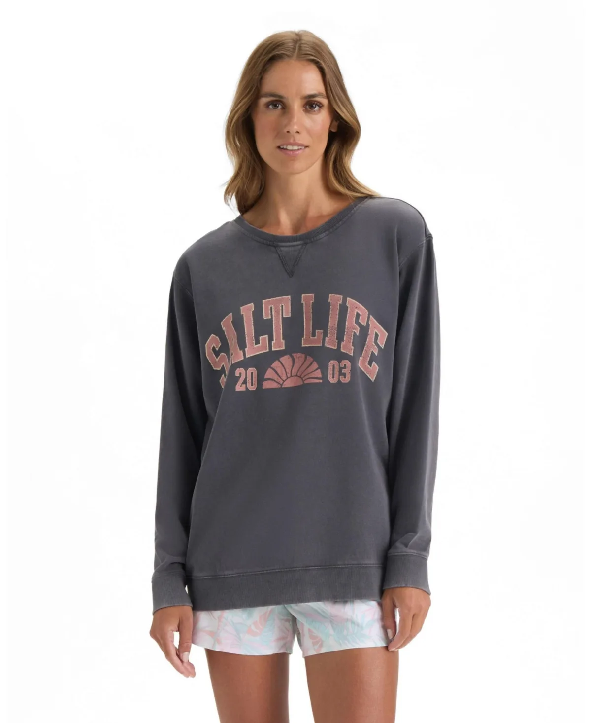 Local Time V-Notch Long-Sleeve Salt-Wash Sweatshirt by Salt Life