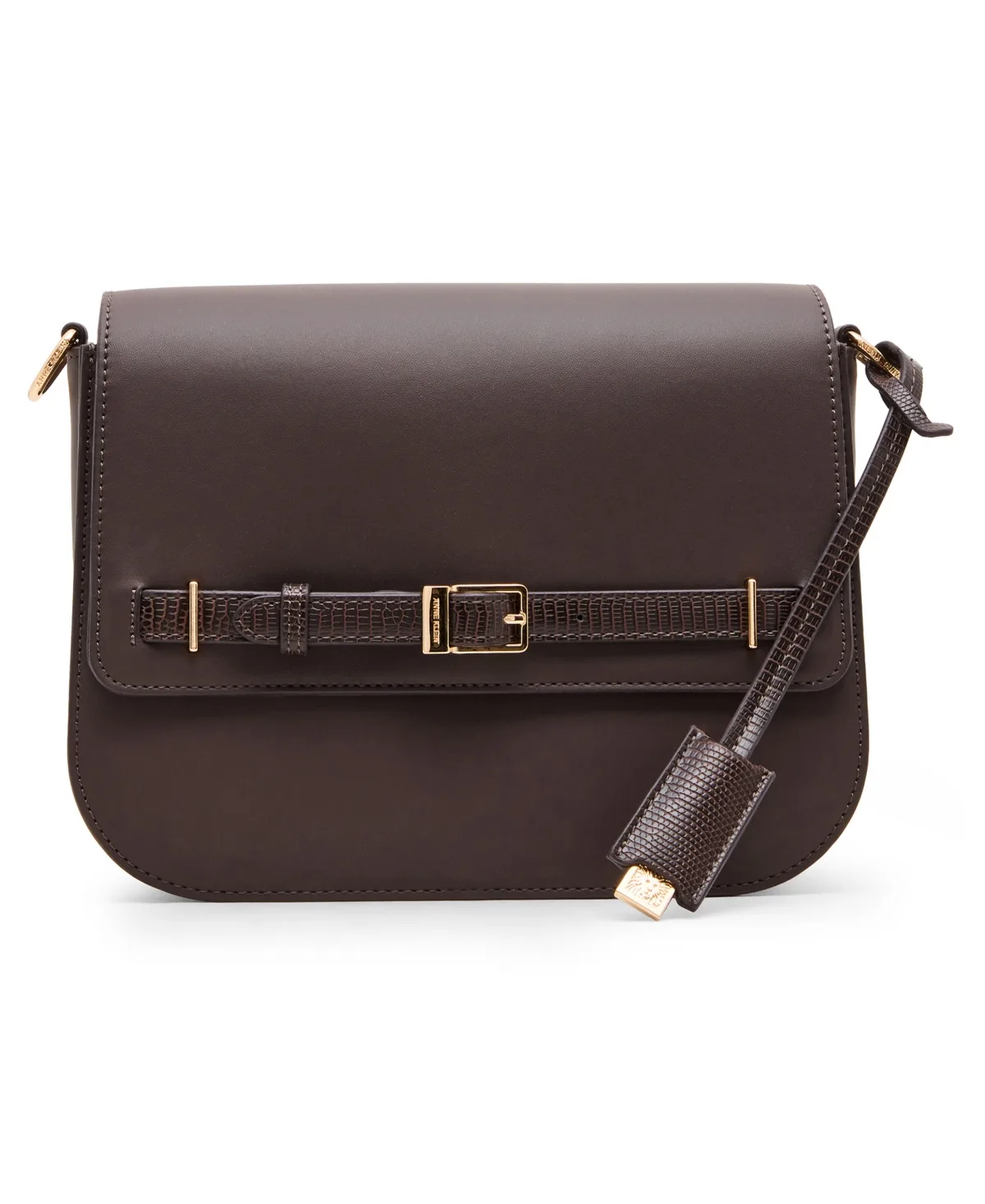 Buckle Small Convertible Satchel Crossbody Handbag by Anne Klein