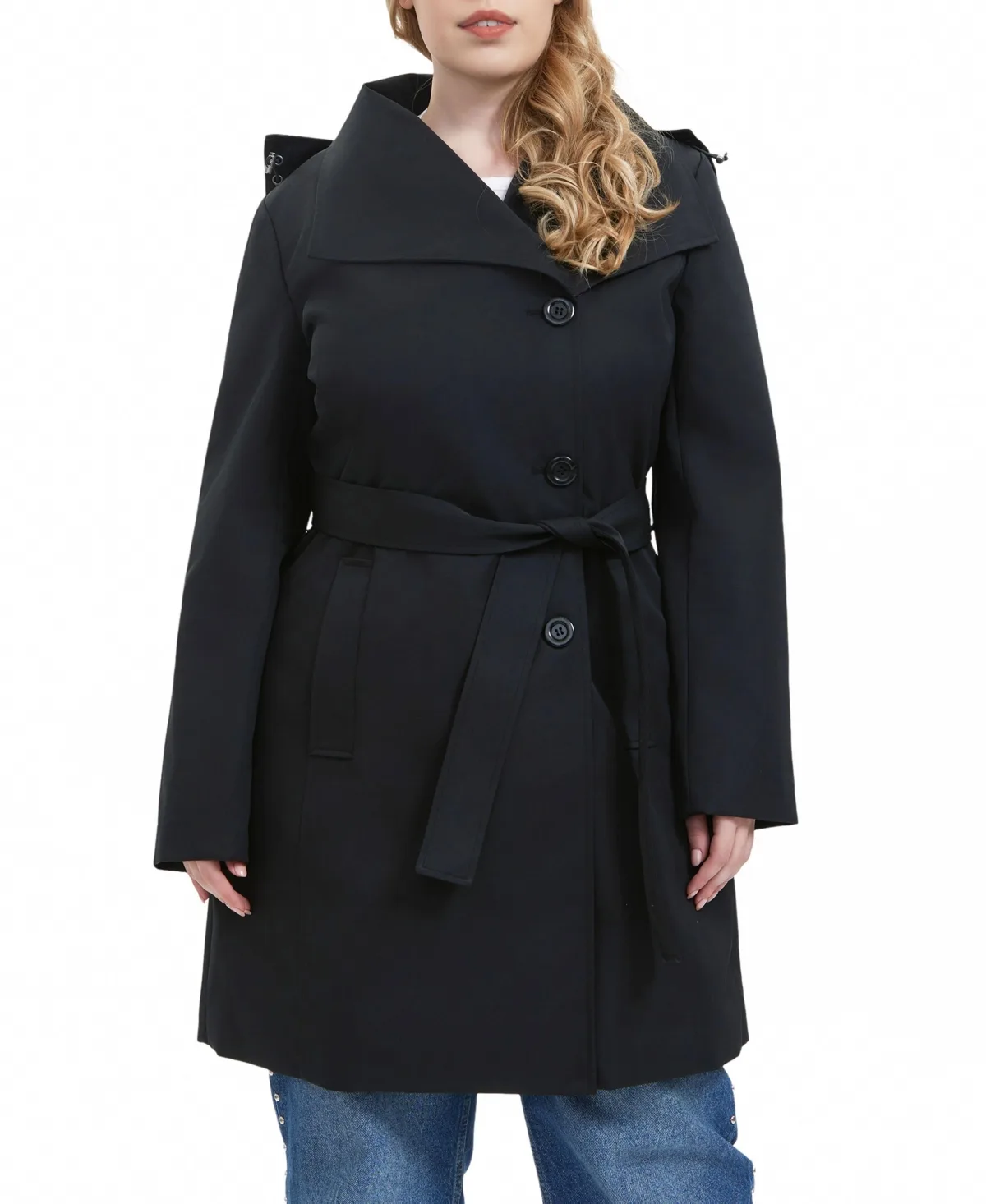 Anya Hooded Water-Resistant Trench Coat by Bgsd