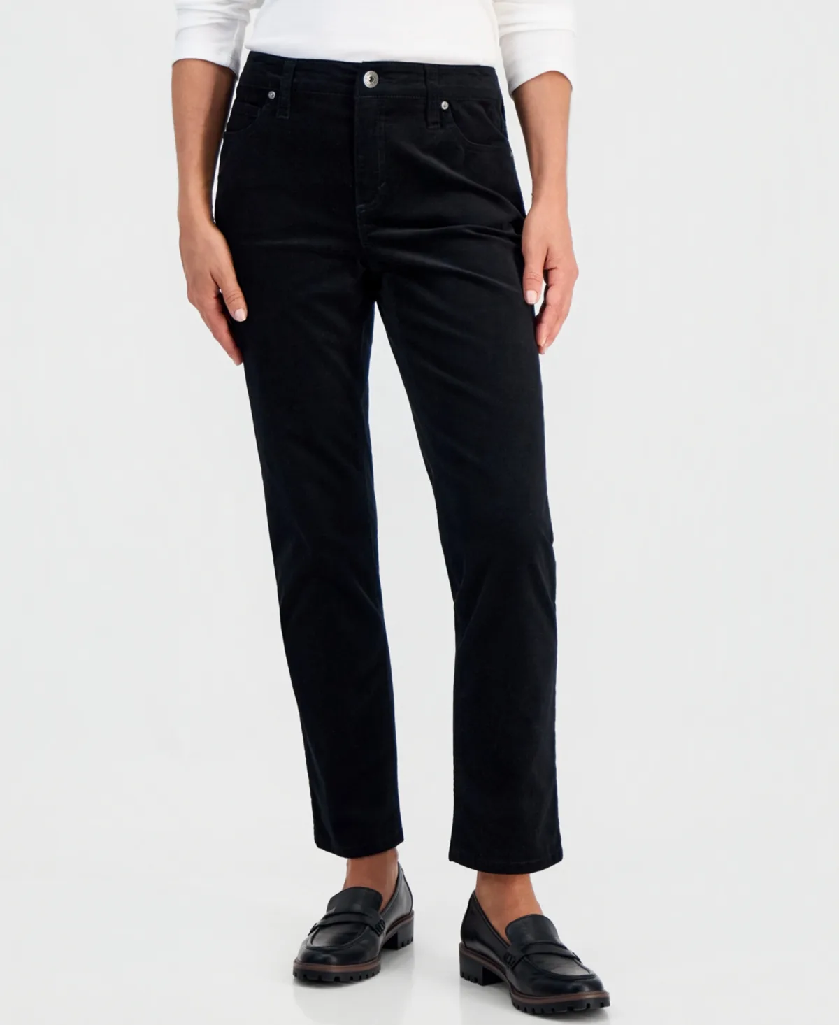 Velveteen Hr Straight High-Waist Pants by Style & Co