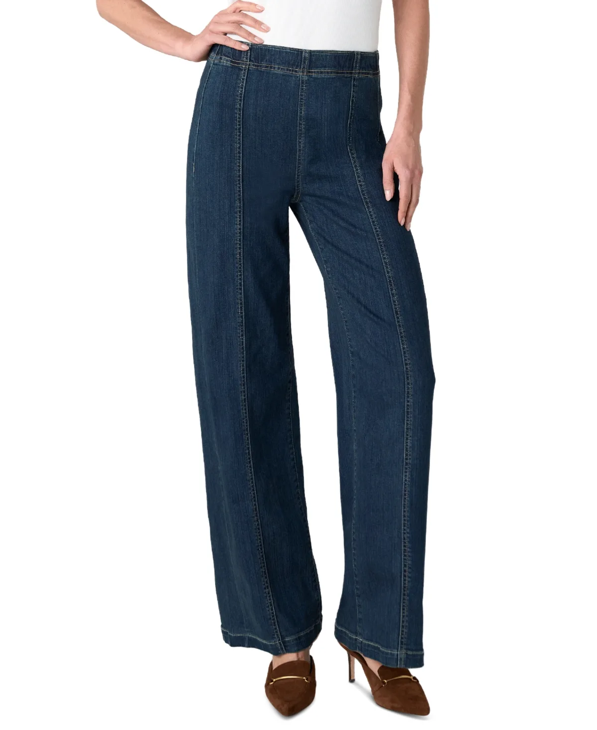 High-Rise Wide-Leg Pull-On Jeans by Liverpool Los Angeles