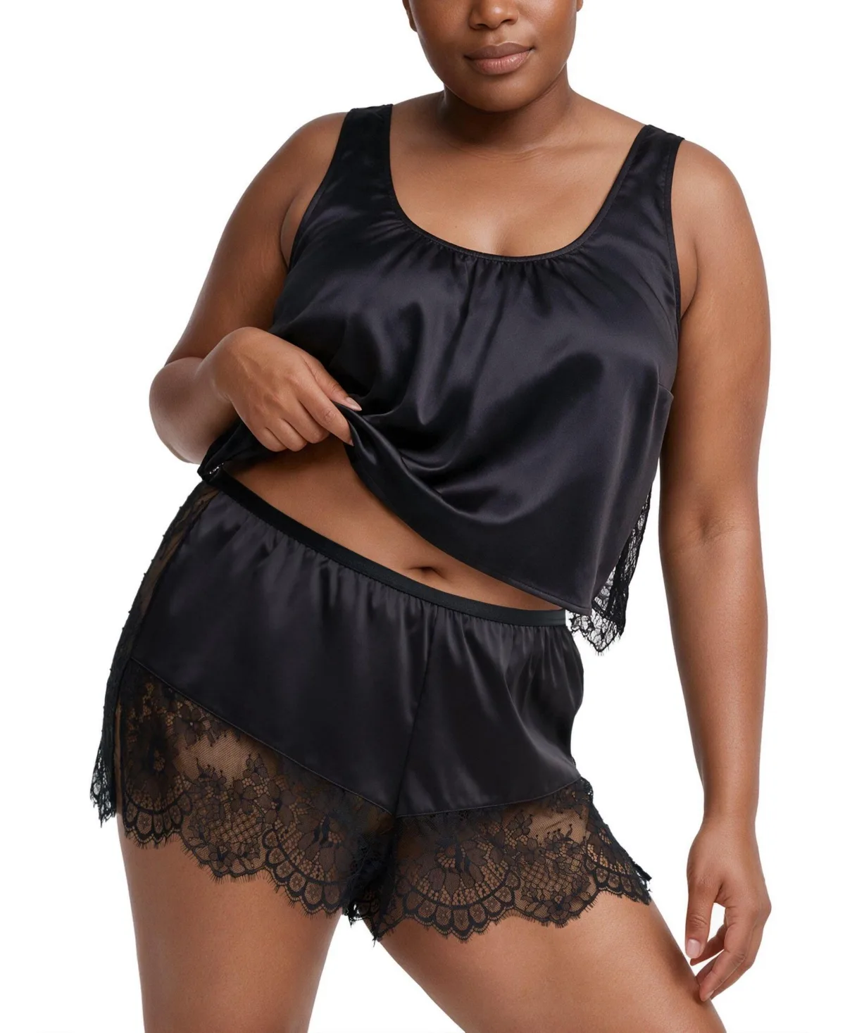 Lace-Trim Mid-Rise Flared Lingerie Shorts, 3 Inseam by Torrid