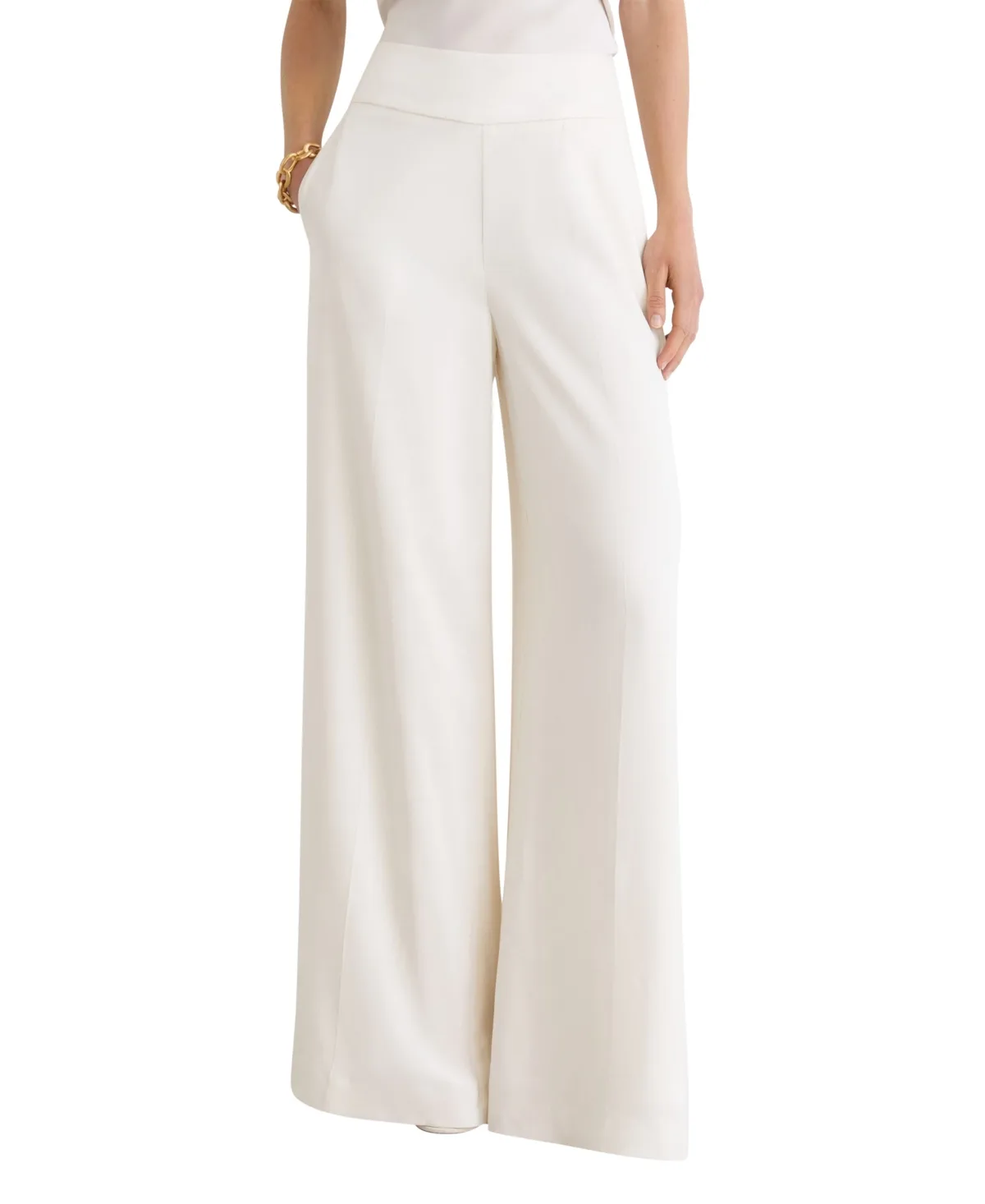 Clover Wide-Leg Mid-Rise Trousers