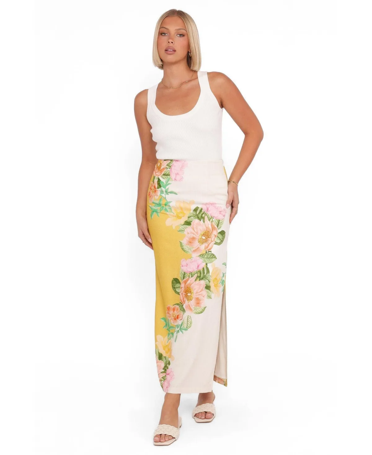 Peta Floral High-Waisted Maxi Skirt by Petal and Pup