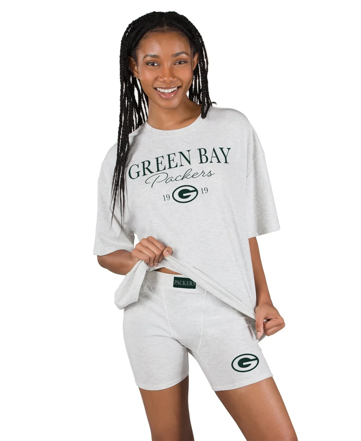 Green Bay Packers Oversized Tri-Blend Fray T-Shirt and Briefs, 2-Piece Set by Concepts Sport