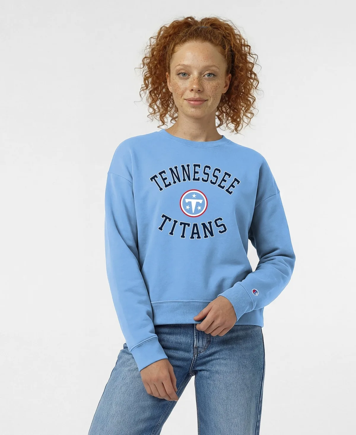 Tennessee Titans Screen-Print Dropped-Shoulder Crewneck Sweatshirt